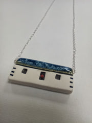 Scottish bothy ceramic pendant  - dark blue roof