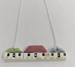 Three Scottish bothies ceramic necklace