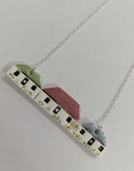 Three Scottish bothies ceramic necklace