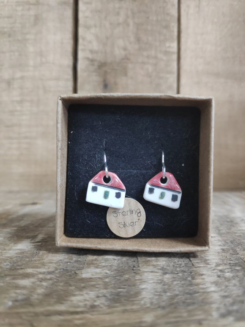 Ceramic house drop earrings