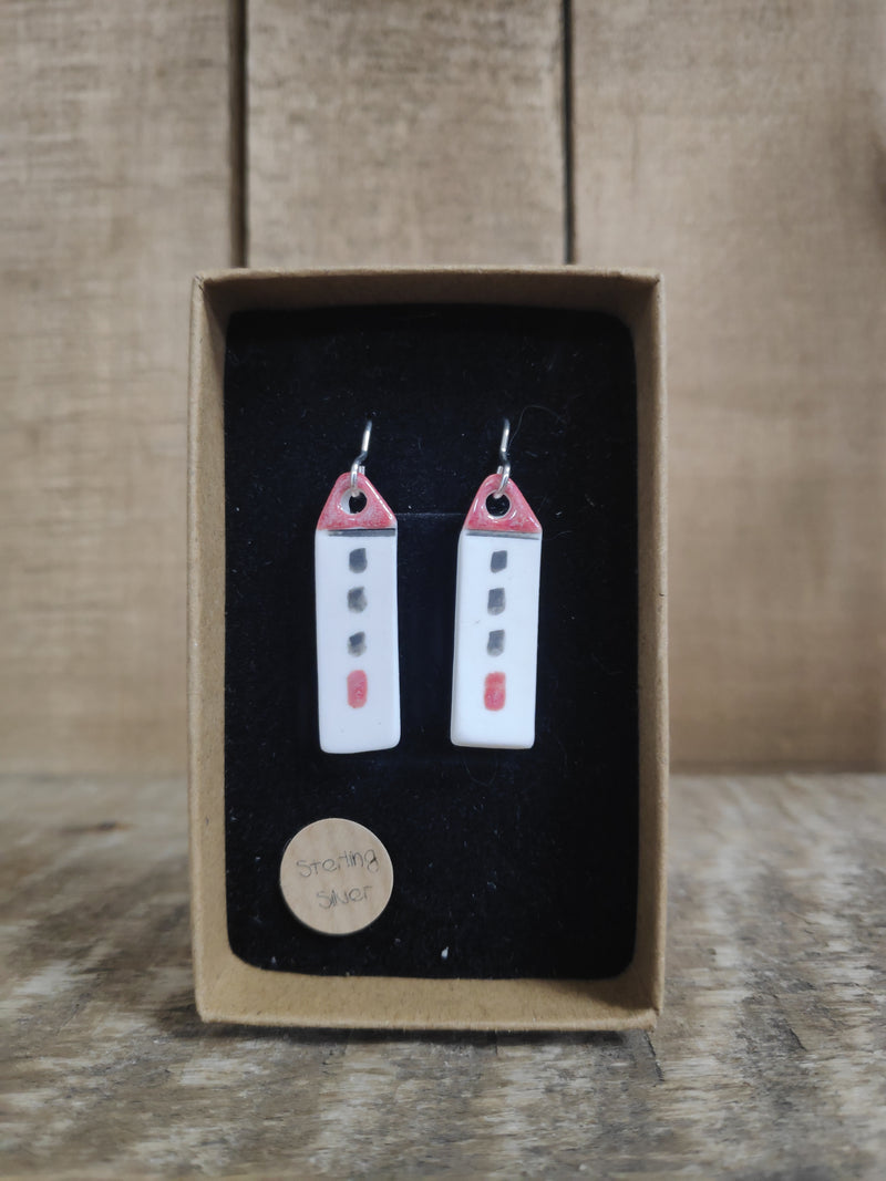 Ceramic tenement house drop earrings