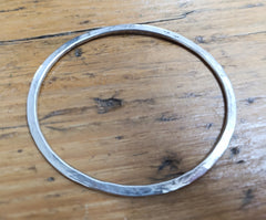 Sterling silver hammered oval bangle