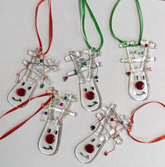 Rudolph glass tree decorations