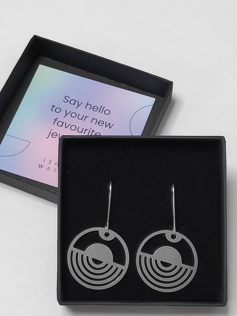 Sunrise circle drop earrings