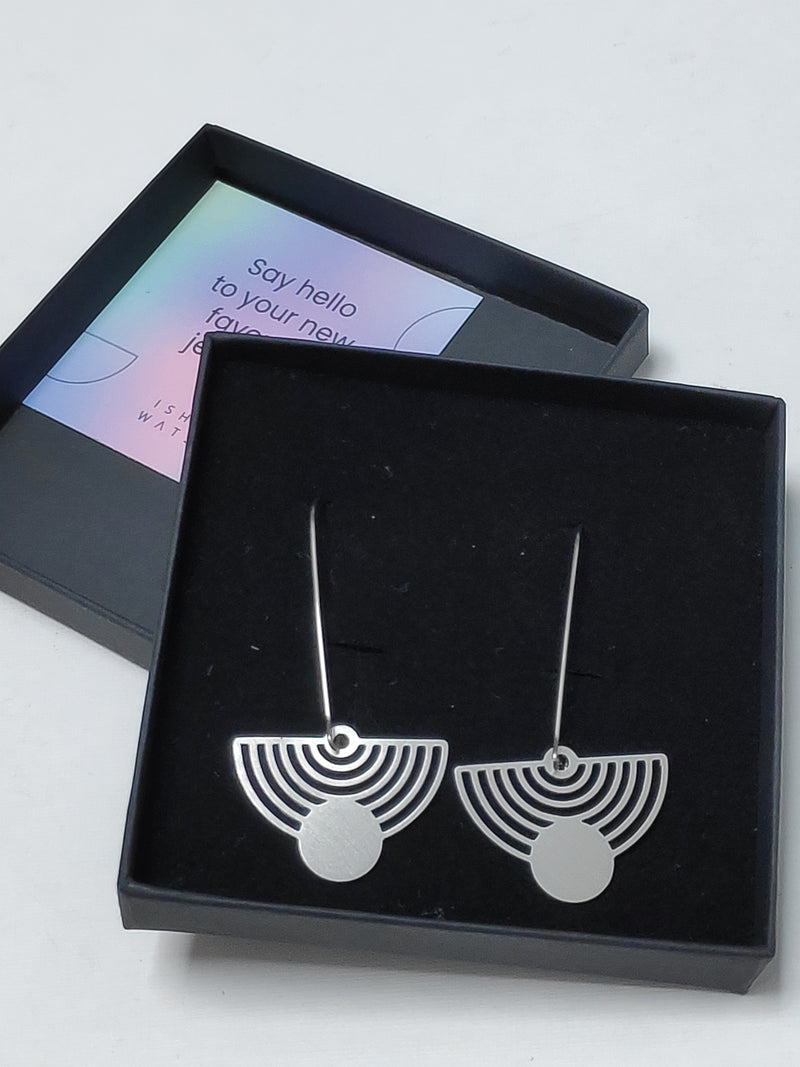 Moon semi-circle drop earrings