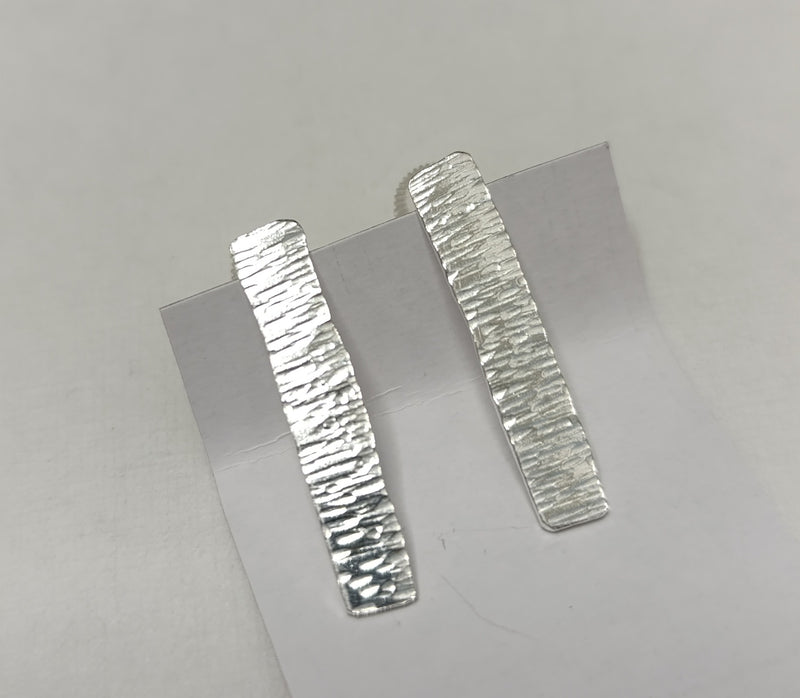 Sterling silver textured long rectangle studs - 2 finishes available