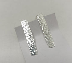 Sterling silver textured long rectangle studs - 2 finishes available