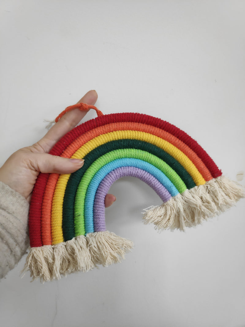 Macrame hanging rainbow - brightly coloured