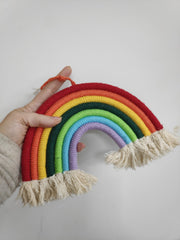 Macrame hanging rainbow - brightly coloured