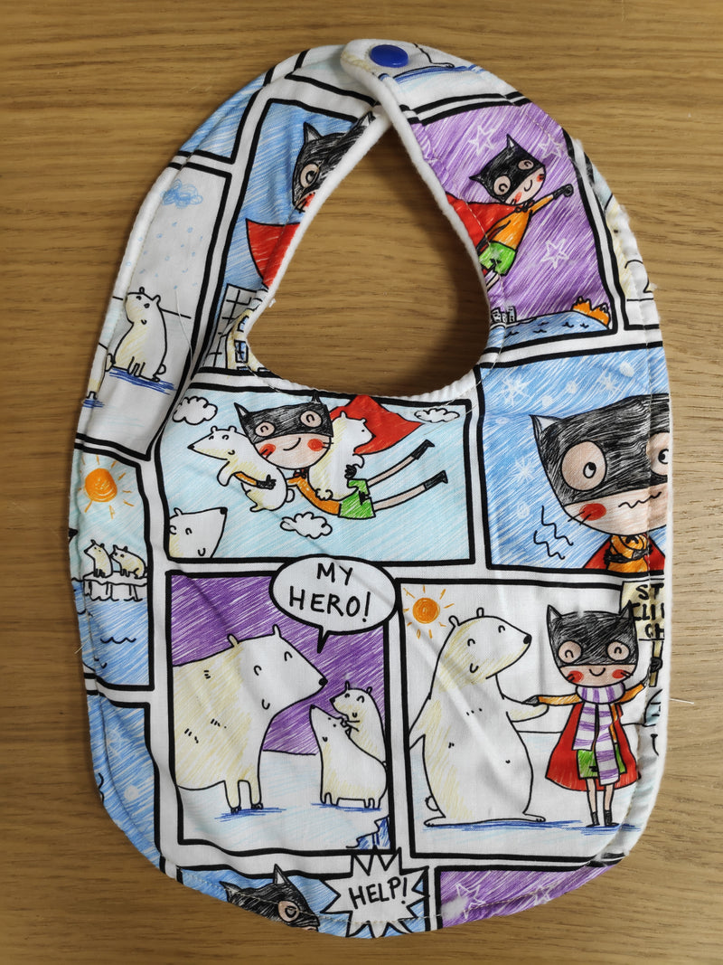 Traditional style bib - comic book style print