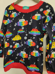 Long sleeved child t-shirt - rainbow submarines design (18-24 months, 2-3 years and 3-4 years)