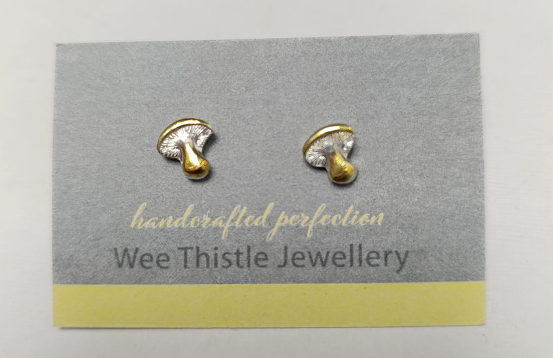 Sterling silver & 18ct gold mushroom studs