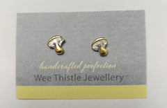 Sterling silver & 18ct gold mushroom studs