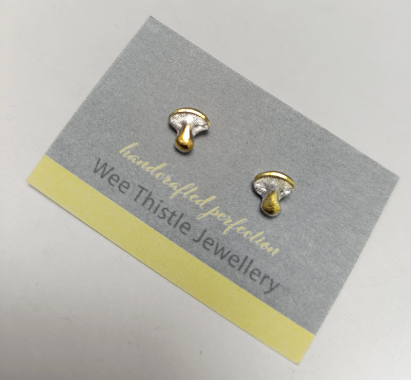Sterling silver & 18ct gold mushroom studs