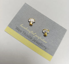 Sterling silver & 18ct gold mushroom studs