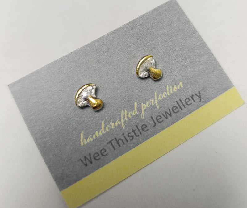 Sterling silver & 18ct gold mushroom studs