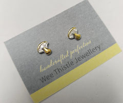 Sterling silver & 18ct gold mushroom studs
