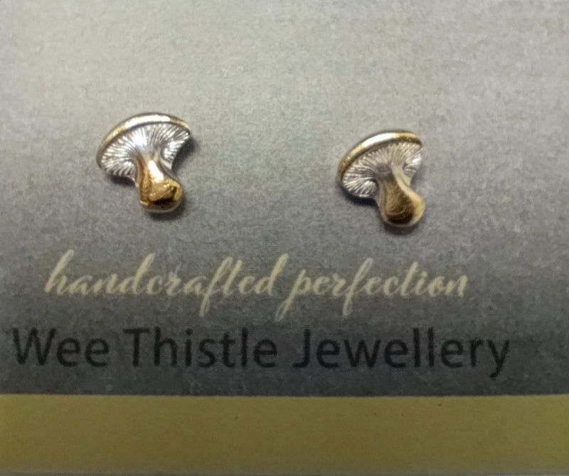 Sterling silver & 18ct gold mushroom studs