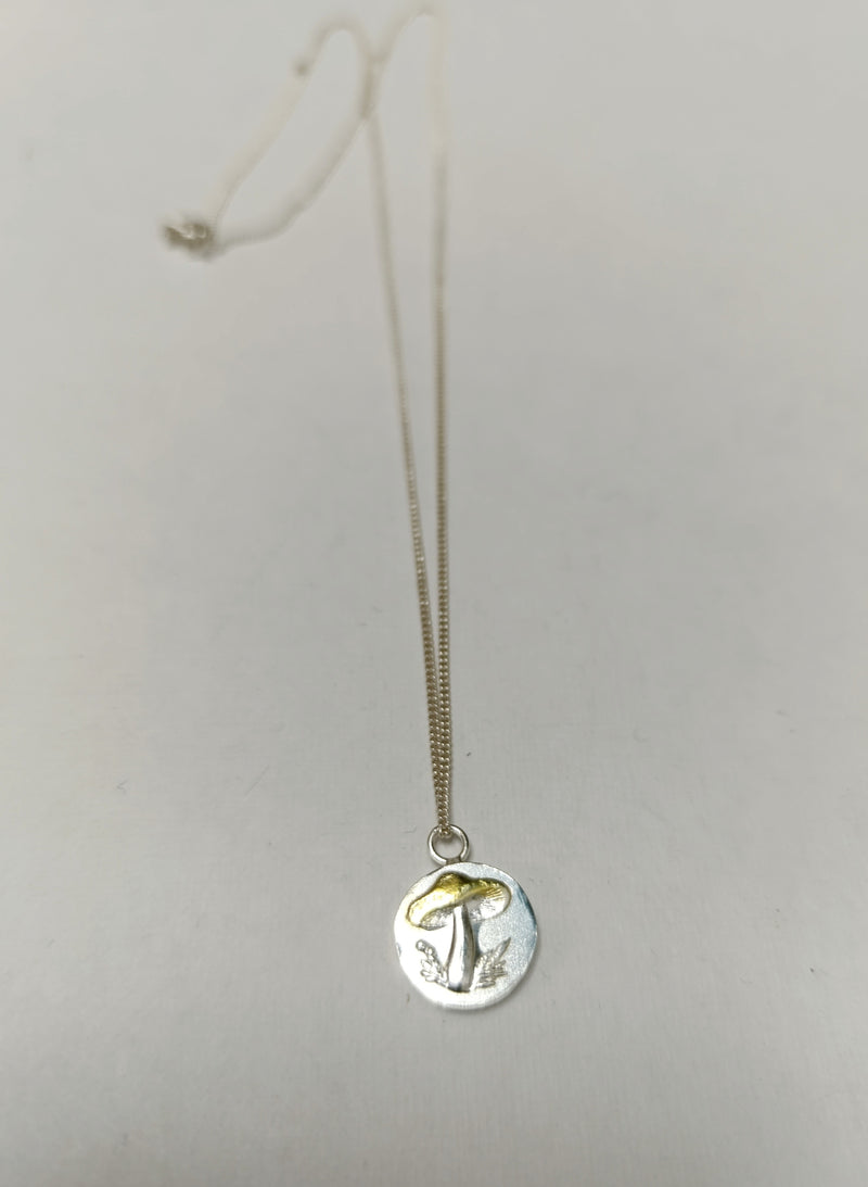 Sterling silver & 18ct gold mushroom necklace