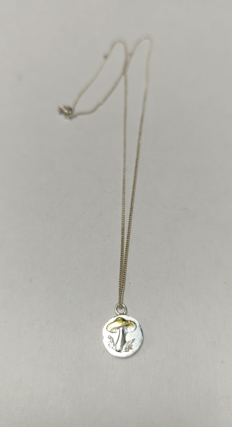 Sterling silver & 18ct gold mushroom necklace