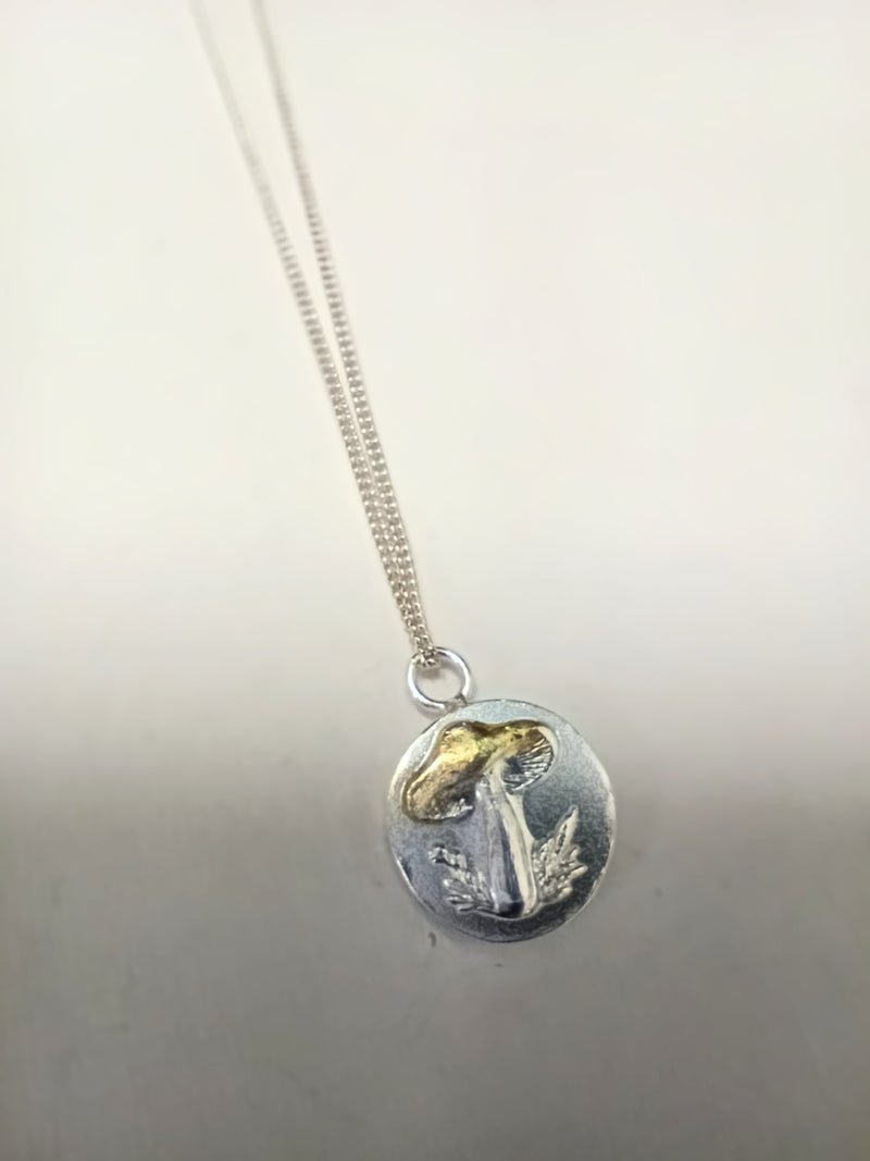 Sterling silver & 18ct gold mushroom necklace