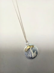 Sterling silver & 18ct gold mushroom necklace