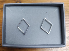 Sterling Silver simple diamond  shape studs