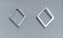 Sterling Silver simple diamond  shape studs