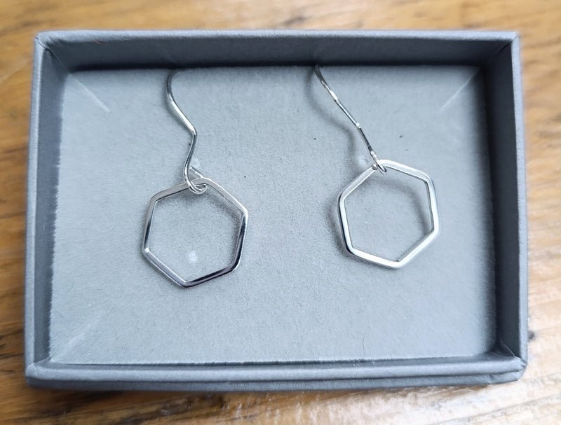 Sterling Silver simple hexagon drops