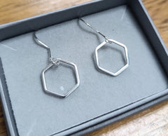 Sterling Silver simple hexagon drops