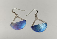 Titanium half moon & sterling silver chain earrings