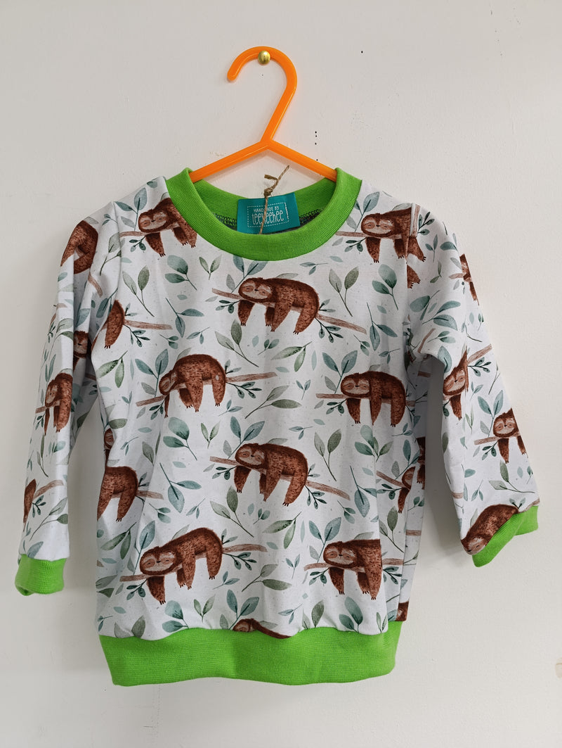 Long sleeved baby t-shirt - sloths print (6-12 months or 18-24 months)