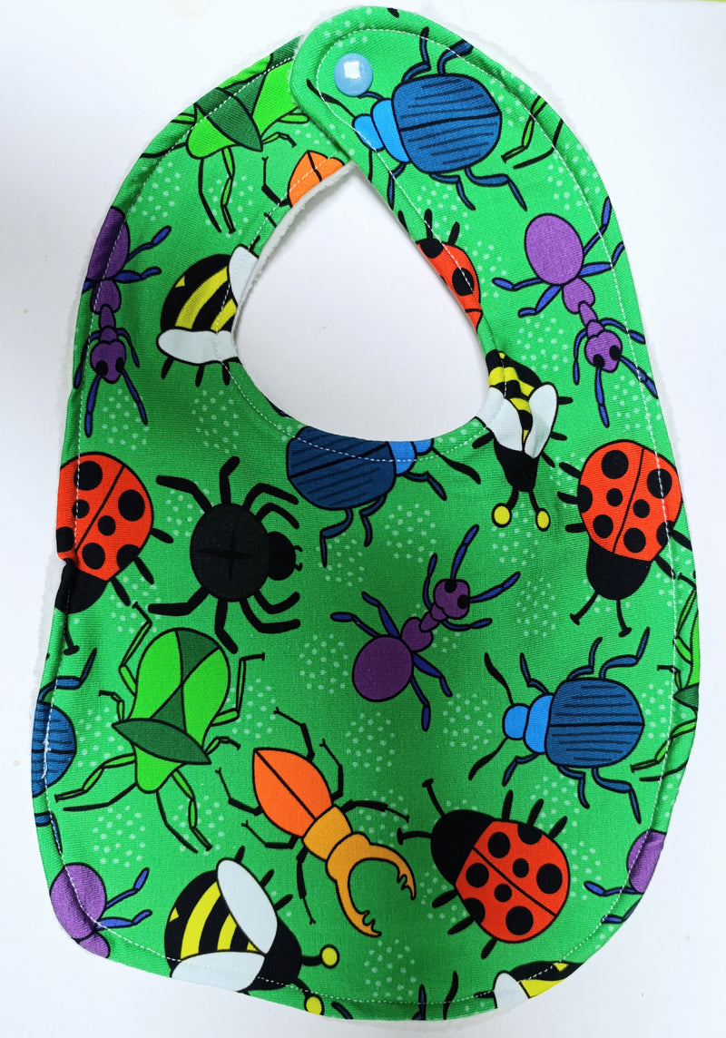 Traditional style bib - bugs & bees print