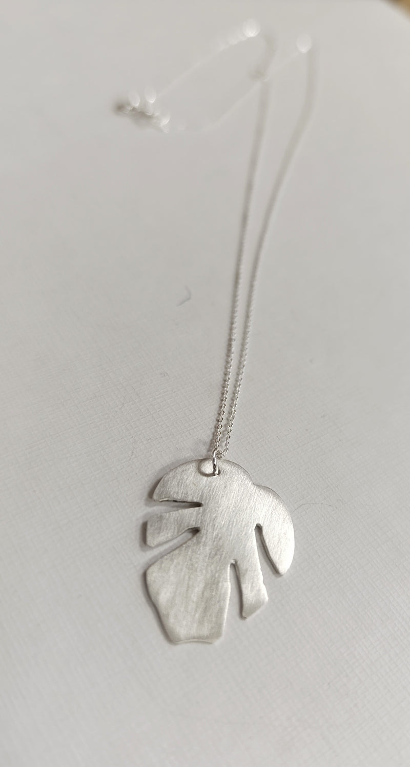 Sterling silver Monstera leaf pendant