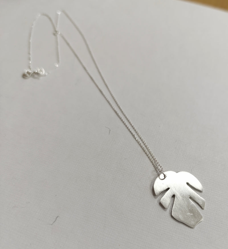 Sterling silver Monstera leaf pendant