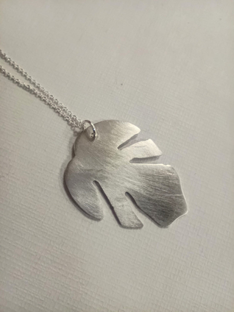 Sterling silver Monstera leaf pendant