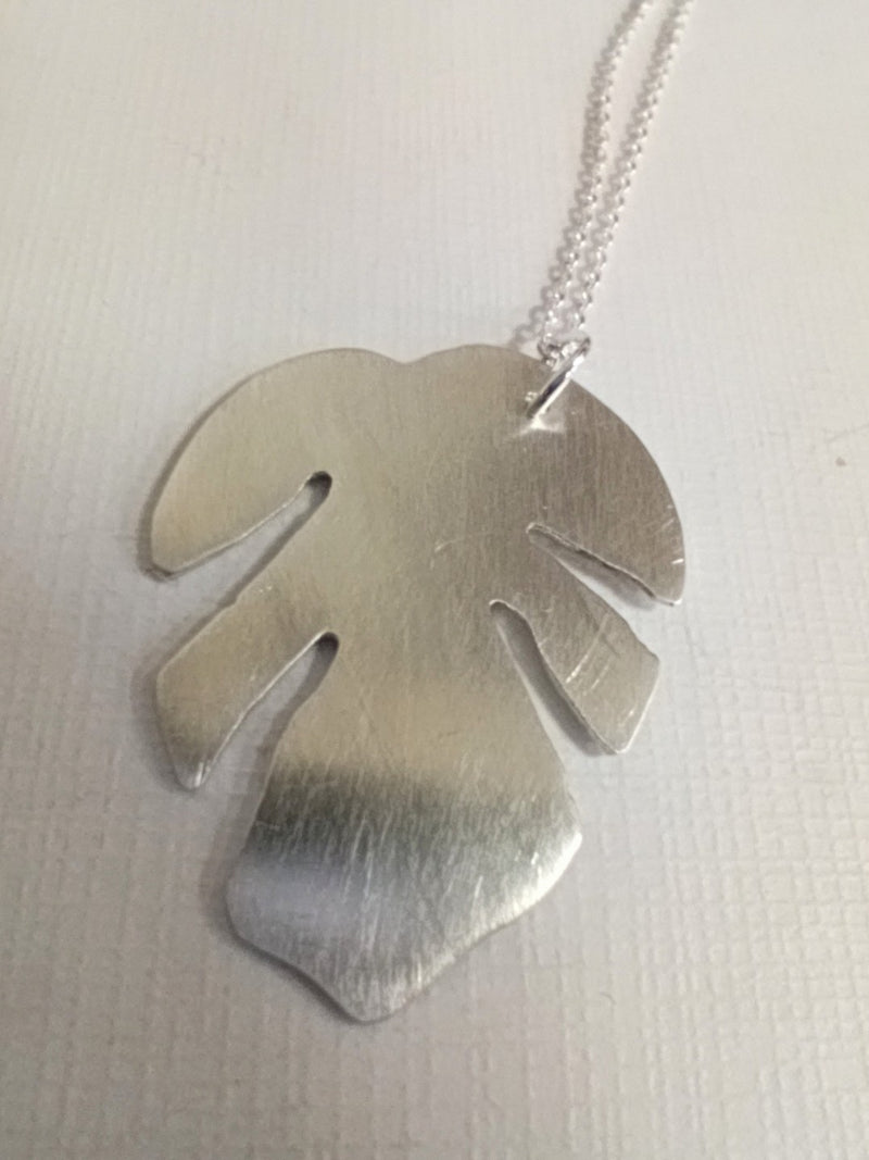 Sterling silver Monstera leaf pendant