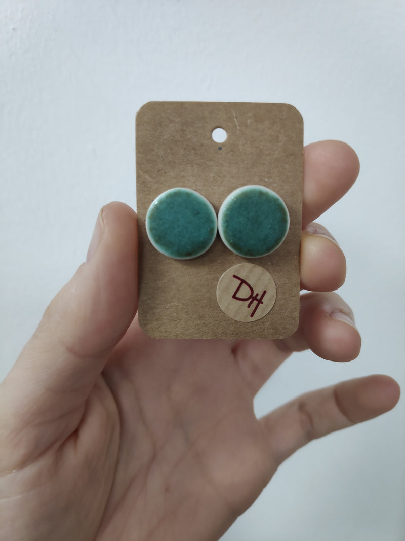 Ceramic plain stud earrings - large size, different colours available