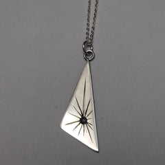 Sterling Silver triangular necklace with starburst