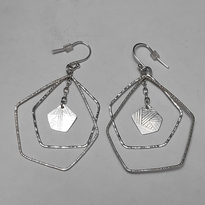 Sterling Silver midcentury pentagon drop earrings