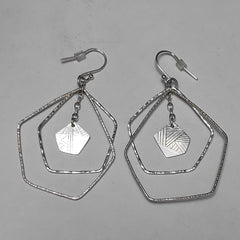 Sterling Silver midcentury pentagon drop earrings