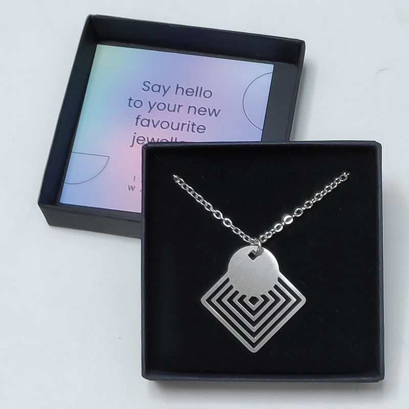 Circle on squares necklace