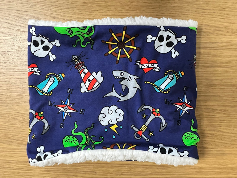 Kid's neck warmer/snood (4-11 years) - nautical theme design