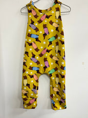 Romper suit - yellow fabric with daschunds (12-18 months or 18-24 months)