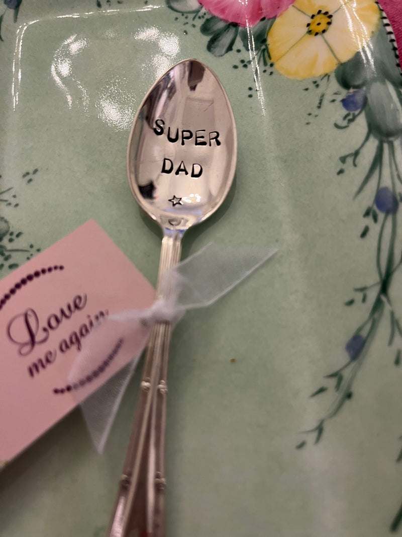 'Super Dad' hand stamped vintage teaspoon