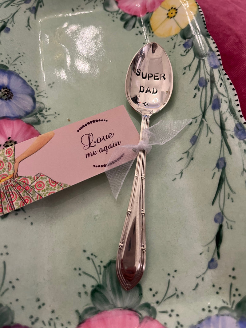 'Super Dad' hand stamped vintage teaspoon