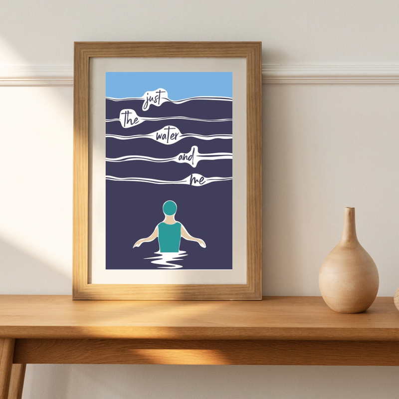 'The Water and Me' A5 mounted print