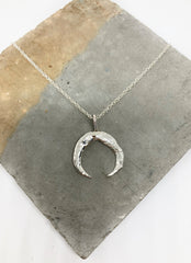 Sterling Silver reticulated crescent moon necklace