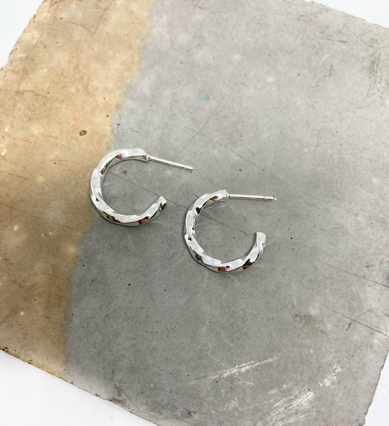 Sterling Silver small twisted hoop earrings