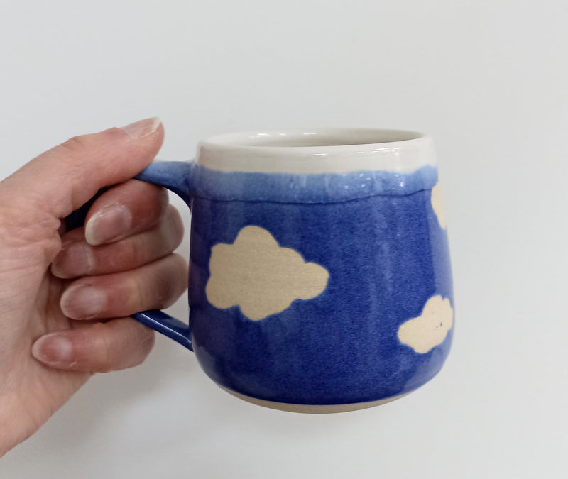 Hand thrown mug - clouds in the sky
